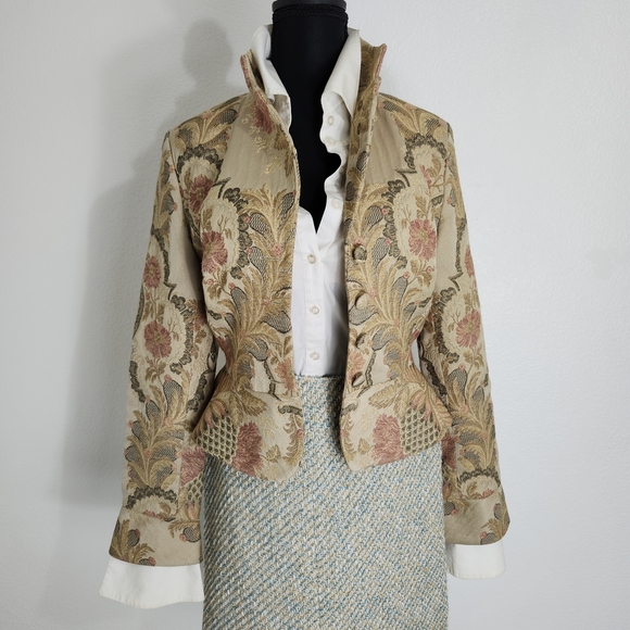 Emmanuel Ungaro Dior Reminiscent Luxury Brocade Peplum Suit Yves $t Lauren - Picture 4 of 16